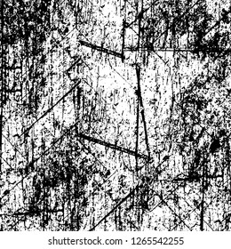 Vector grunge overlay texture. Black and white background. Abstract monochrome image includes a faded effect in dark tones