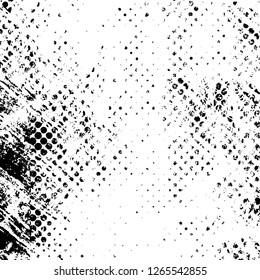 Vector grunge overlay texture. Black and white background. Abstract monochrome image includes a faded effect in dark tones