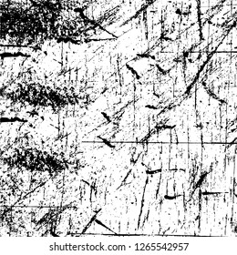 Vector grunge overlay texture. Black and white background. Abstract monochrome image includes a faded effect in dark tones