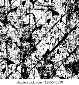 Vector grunge overlay texture. Black and white background. Abstract monochrome image includes a faded effect in dark tones