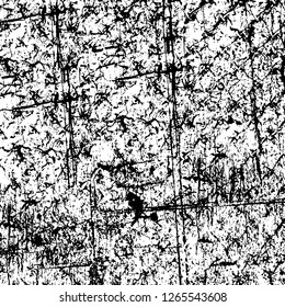 Vector grunge overlay texture. Black and white background. Abstract monochrome image includes a faded effect in dark tones