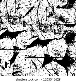 Vector grunge overlay texture. Black and white background. Abstract monochrome image includes a faded effect in dark tones