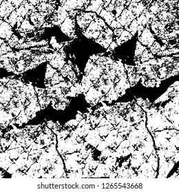 Vector grunge overlay texture. Black and white background. Abstract monochrome image includes a faded effect in dark tones