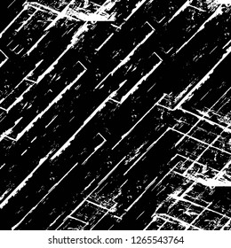 Vector grunge overlay texture. Black and white background. Abstract monochrome image includes a faded effect in dark tones