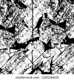 Vector grunge overlay texture. Black and white background. Abstract monochrome image includes a faded effect in dark tones