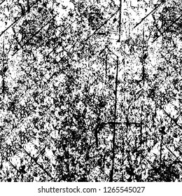 Vector grunge overlay texture. Black and white background. Abstract monochrome image includes a faded effect in dark tones