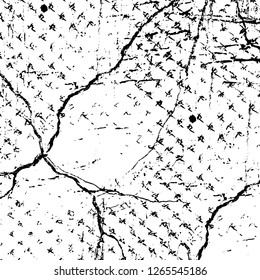 Vector grunge overlay texture. Black and white background. Abstract monochrome image includes a faded effect in dark tones