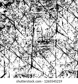 Vector grunge overlay texture. Black and white background. Abstract monochrome image includes a faded effect in dark tones