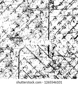 Vector grunge overlay texture. Black and white background. Abstract monochrome image includes a faded effect in dark tones