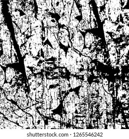 Vector grunge overlay texture. Black and white background. Abstract monochrome image includes a faded effect in dark tones