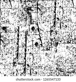 Vector grunge overlay texture. Black and white background. Abstract monochrome image includes a faded effect in dark tones