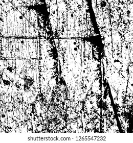 Vector grunge overlay texture. Black and white background. Abstract monochrome image includes a faded effect in dark tones