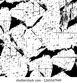 Vector grunge overlay texture. Black and white background. Abstract monochrome image includes a faded effect in dark tones