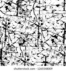 Vector grunge overlay texture. Black and white background. Abstract monochrome image includes a faded effect in dark tones