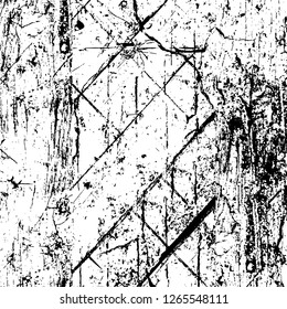 Vector grunge overlay texture. Black and white background. Abstract monochrome image includes a faded effect in dark tones