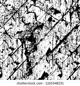 Vector grunge overlay texture. Black and white background. Abstract monochrome image includes a faded effect in dark tones