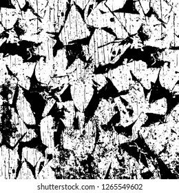 Vector grunge overlay texture. Black and white background. Abstract monochrome image includes a faded effect in dark tones