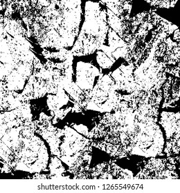 Vector grunge overlay texture. Black and white background. Abstract monochrome image includes a faded effect in dark tones