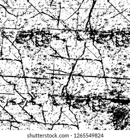 Vector grunge overlay texture. Black and white background. Abstract monochrome image includes a faded effect in dark tones