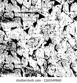 Vector grunge overlay texture. Black and white background. Abstract monochrome image includes a faded effect in dark tones