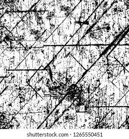 Vector grunge overlay texture. Black and white background. Abstract monochrome image includes a faded effect in dark tones