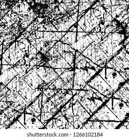 Vector grunge overlay texture. Black and white background. Abstract monochrome image includes a faded effect in dark tones