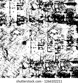 Vector grunge overlay texture. Black and white background. Abstract monochrome image includes a faded effect in dark tones