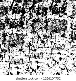 Vector grunge overlay texture. Black and white background. Abstract monochrome image includes a faded effect in dark tones