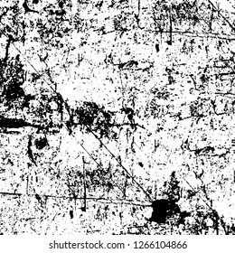 Vector grunge overlay texture. Black and white background. Abstract monochrome image includes a faded effect in dark tones