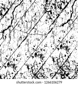 Vector grunge overlay texture. Black and white background. Abstract monochrome image includes a faded effect in dark tones