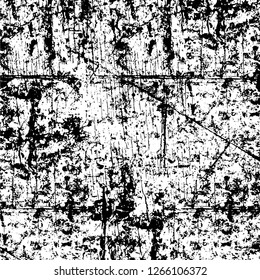 Vector grunge overlay texture. Black and white background. Abstract monochrome image includes a faded effect in dark tones