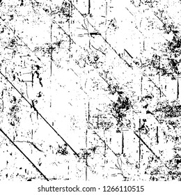 Vector grunge overlay texture. Black and white background. Abstract monochrome image includes a faded effect in dark tones