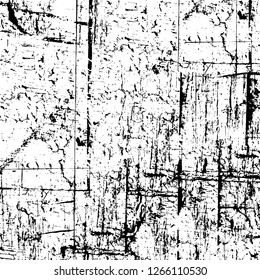 Vector grunge overlay texture. Black and white background. Abstract monochrome image includes a faded effect in dark tones