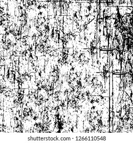 Vector grunge overlay texture. Black and white background. Abstract monochrome image includes a faded effect in dark tones