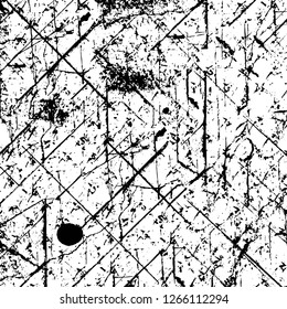 Vector grunge overlay texture. Black and white background. Abstract monochrome image includes a faded effect in dark tones