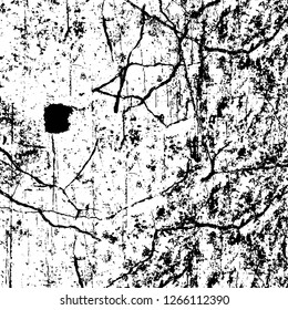 Vector grunge overlay texture. Black and white background. Abstract monochrome image includes a faded effect in dark tones