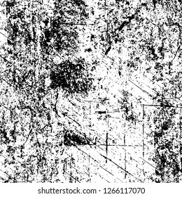 Vector grunge overlay texture. Black and white background. Abstract monochrome image includes a faded effect in dark tones