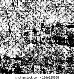 Vector grunge overlay texture. Black and white background. Abstract monochrome image includes a faded effect in dark tones