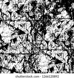 Vector grunge overlay texture. Black and white background. Abstract monochrome image includes a faded effect in dark tones