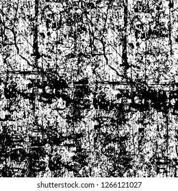 Vector grunge overlay texture. Black and white background. Abstract monochrome image includes a faded effect in dark tones