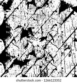 Vector grunge overlay texture. Black and white background. Abstract monochrome image includes a faded effect in dark tones
