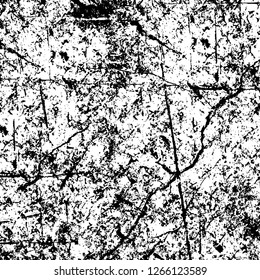 Vector grunge overlay texture. Black and white background. Abstract monochrome image includes a faded effect in dark tones