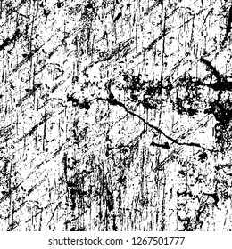 Vector grunge overlay texture. Black and white background. Abstract monochrome image includes a faded effect in dark tones