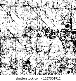 Vector grunge overlay texture. Black and white background. Abstract monochrome image includes a faded effect in dark tones
