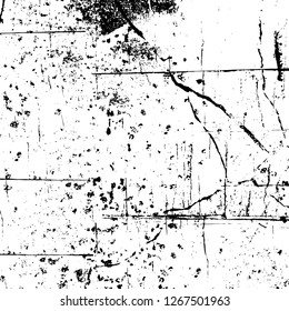 Vector grunge overlay texture. Black and white background. Abstract monochrome image includes a faded effect in dark tones