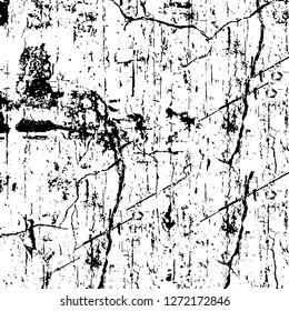 Vector grunge overlay texture. Black and white background. Abstract monochrome image includes a faded effect in dark tones