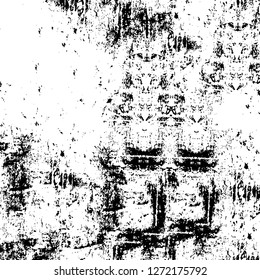 Vector grunge overlay texture. Black and white background. Abstract monochrome image includes a faded effect in dark tones