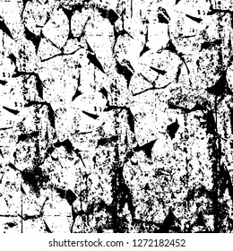 Vector grunge overlay texture. Black and white background. Abstract monochrome image includes a faded effect in dark tones