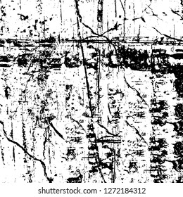 Vector grunge overlay texture. Black and white background. Abstract monochrome image includes a faded effect in dark tones