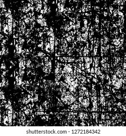 Vector grunge overlay texture. Black and white background. Abstract monochrome image includes a faded effect in dark tones